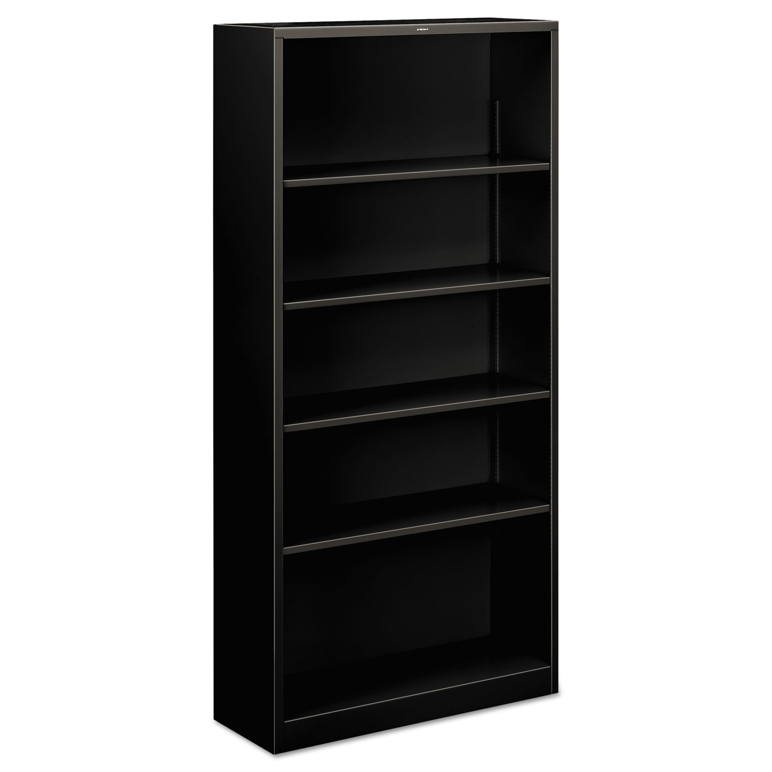 HON Metal Bookcase, Five-Shelf, 34-1/2w x 12-5/8w x 71h, Black