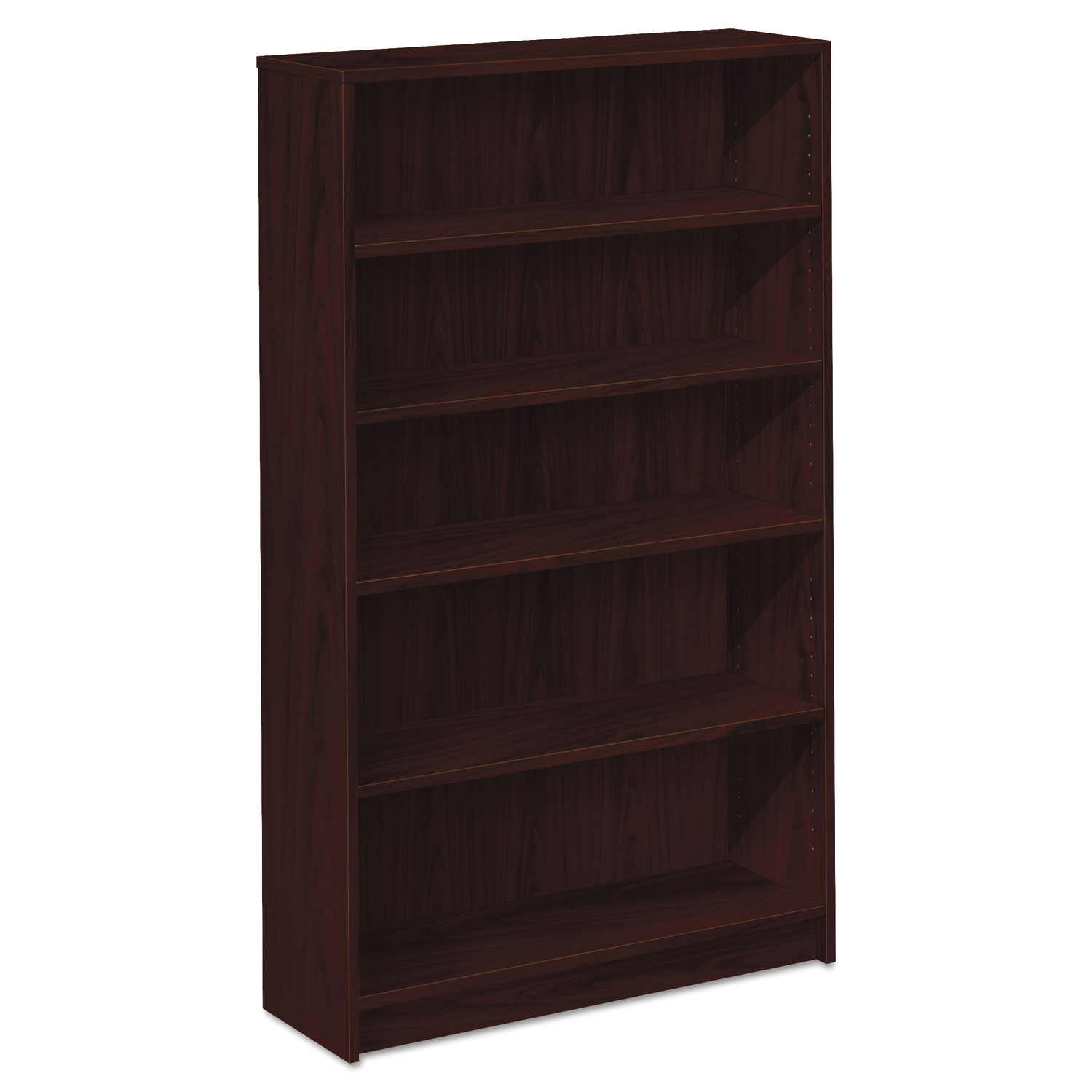 HON 1870 Series Bookcase, Five Shelf, 36w x 11 1/2d x 60 1/8h, Mahogany