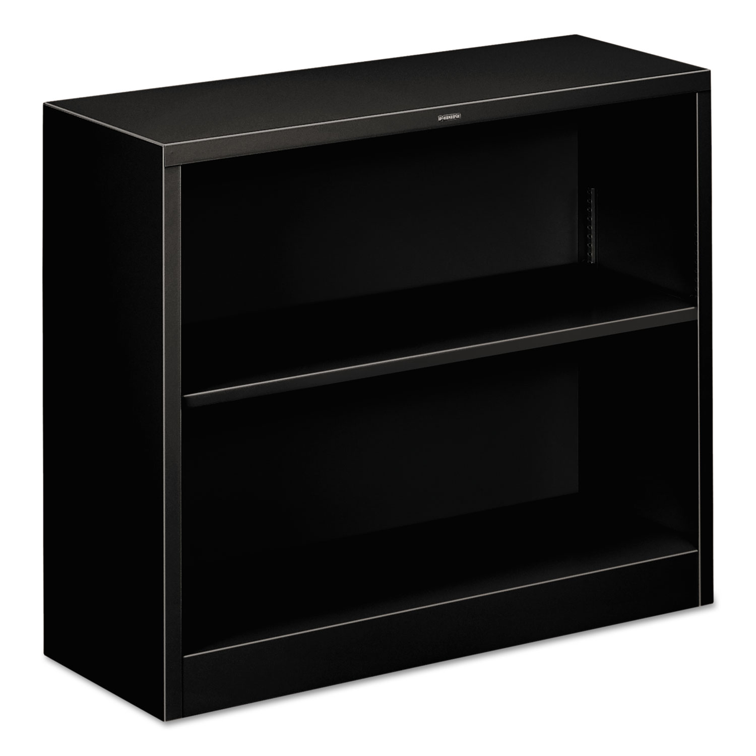 HON Metal Bookcase, Two-Shelf, 34-1/2w x 12-5/8d x 29h, Black