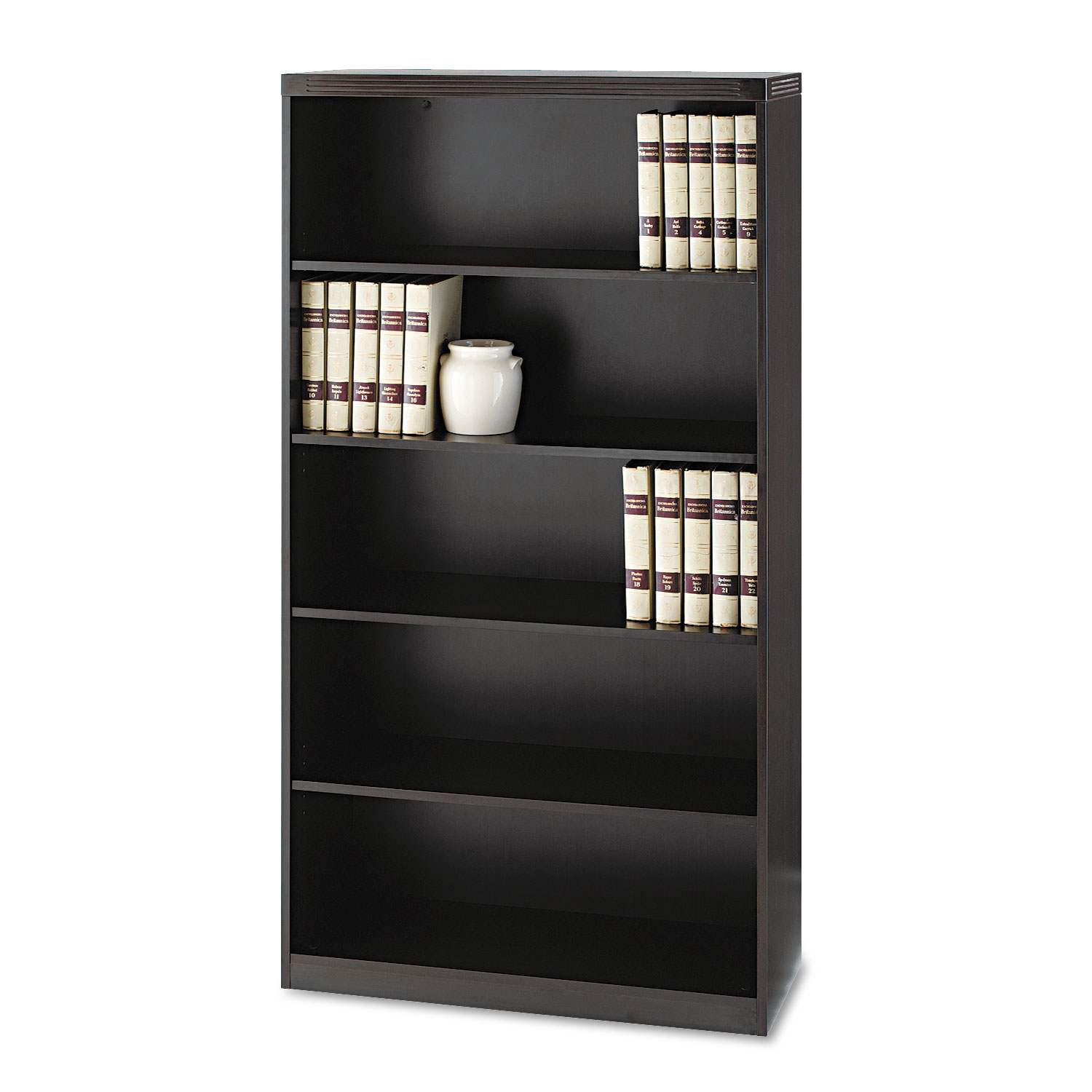 Mayline Aberdeen Series Five-Shelf Bookcase, 36w x 15d x 68-3/4h, Mocha