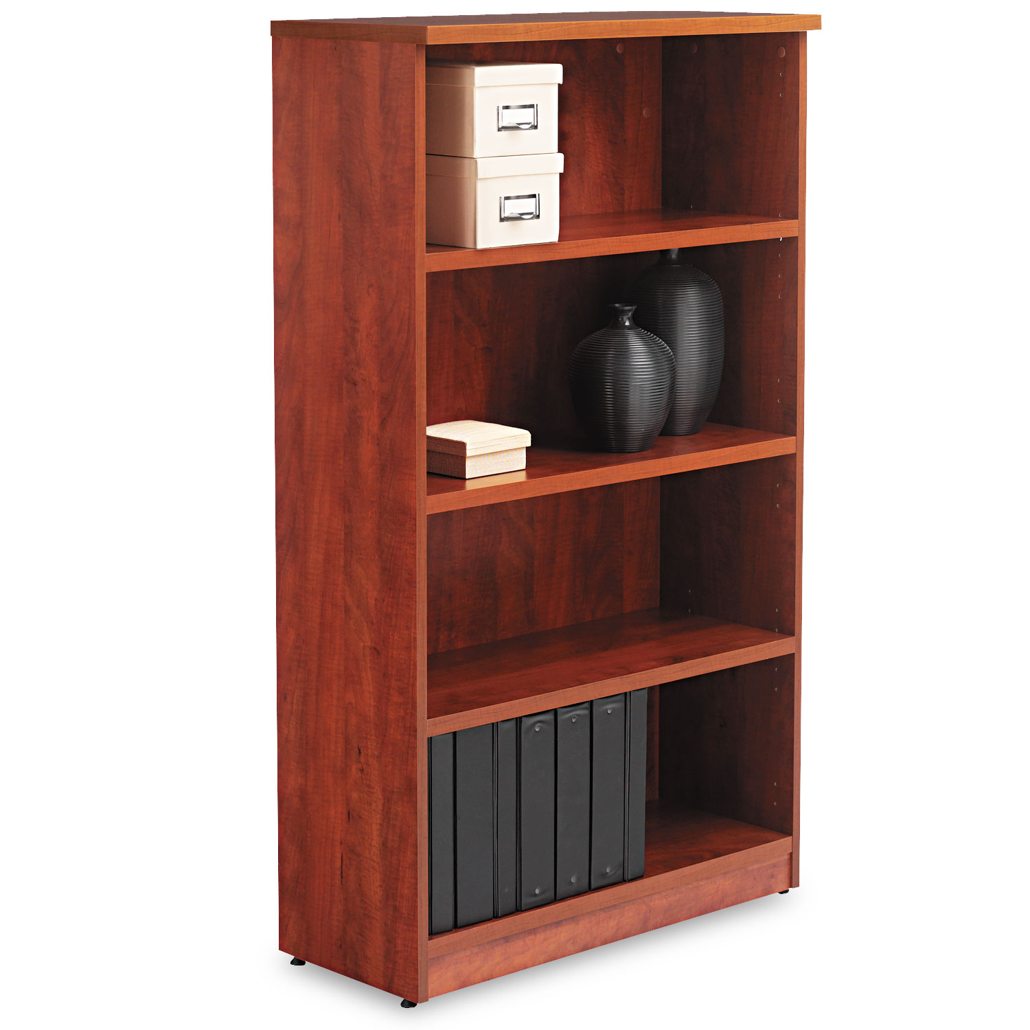 Alera Valencia Series Bookcase, Four-Shelf, 31 3/4w x 14d x 55h, Medium Cherry