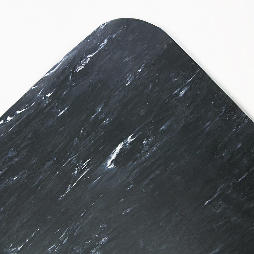Crown Cushion-Step Surface Mat, 36 x 60, Marbleized Rubber, Black