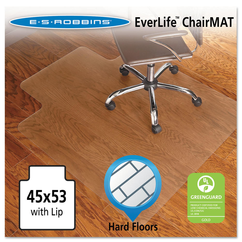 E.S. Robbins 45x53 Lip Chair Mat, Economy Series for Hard Floors
