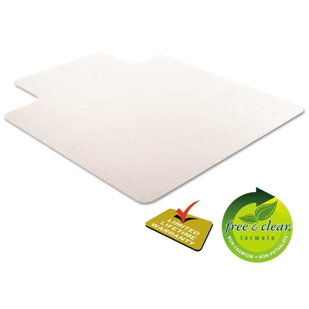 Deflect-O RollaMat Frequent Use Chair Mat for Medium Pile Carpet, 45 x 53 w/Lip, Clear