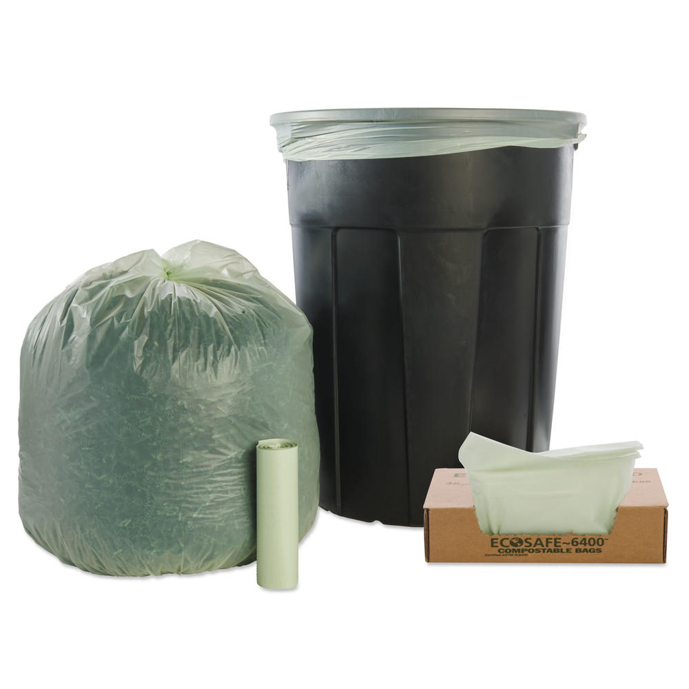 Stout&reg; by Envision STOE4248E85 Stout by Envision EcoSafe6400 Compostable Compost Bags, .85mil, 42 x 48, Green, 40/Box