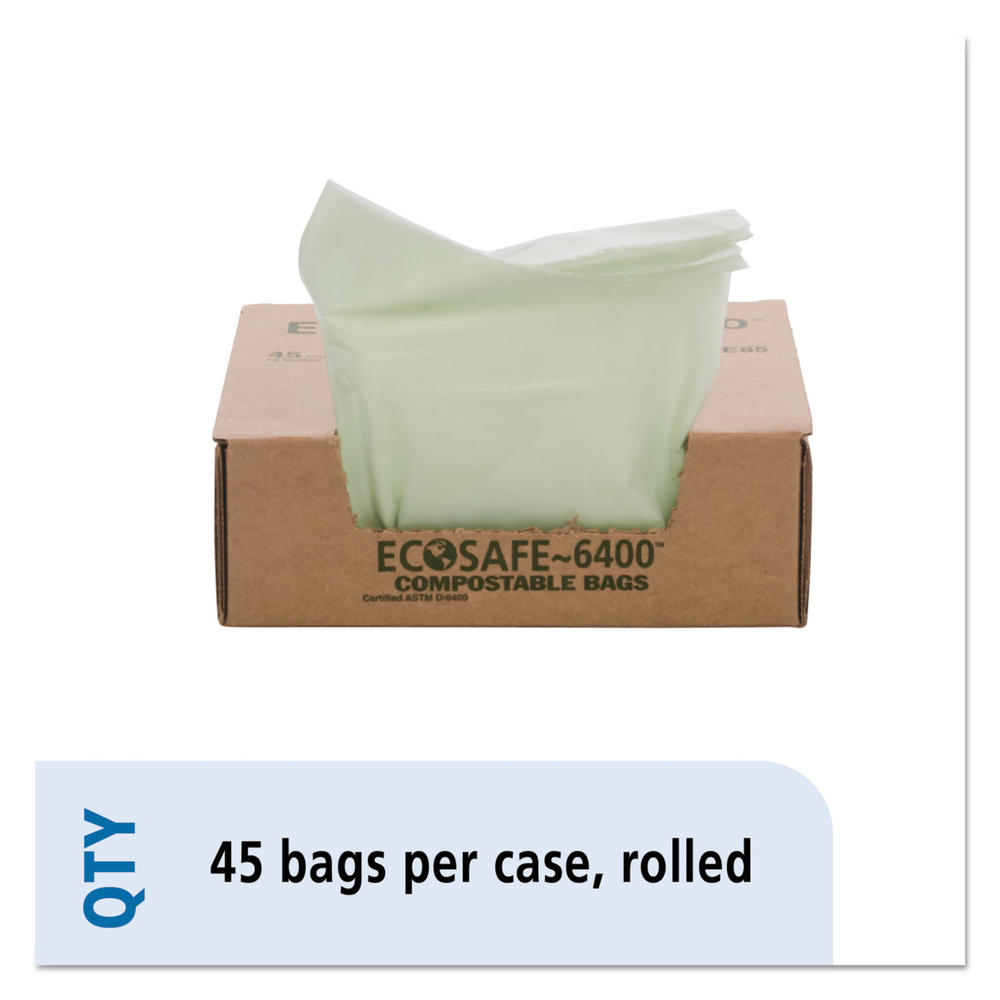 Stout&reg; by Envision STOE2430E85 Stout by Envision EcoSafe-6400 Compostable Compost Bags, 13gal, .85mil, 24 x 30, Green, 45/Box