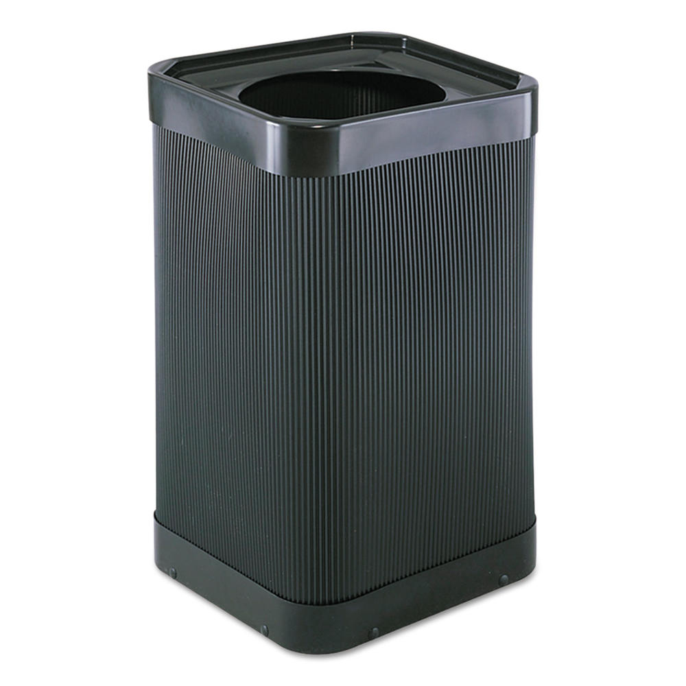 Safco SAF9790BL At-Your Disposal Top-Open Waste Receptacle, Square, Polyethylene, 38gal, Black