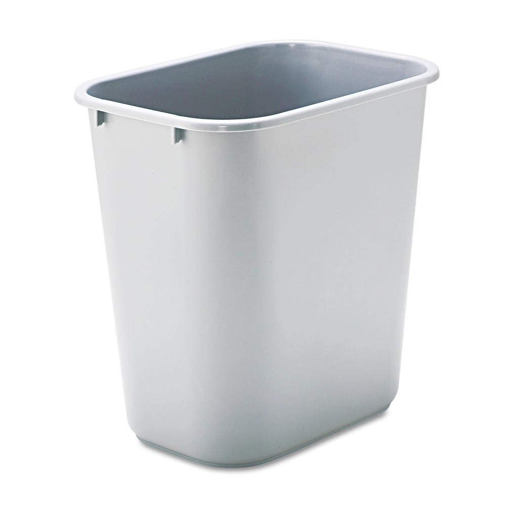 Rubbermaid RCP295600GY Commercial Deskside Plastic Wastebasket, Rectangular, 7 gal, Gray