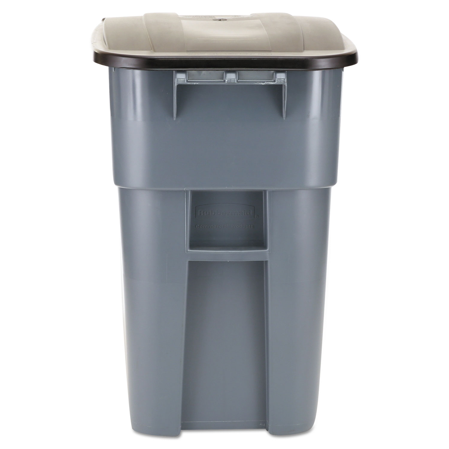 Rubbermaid RCP9W27GY Commercial Brute Rollout Container, Square, Plastic, 50gal, Gray