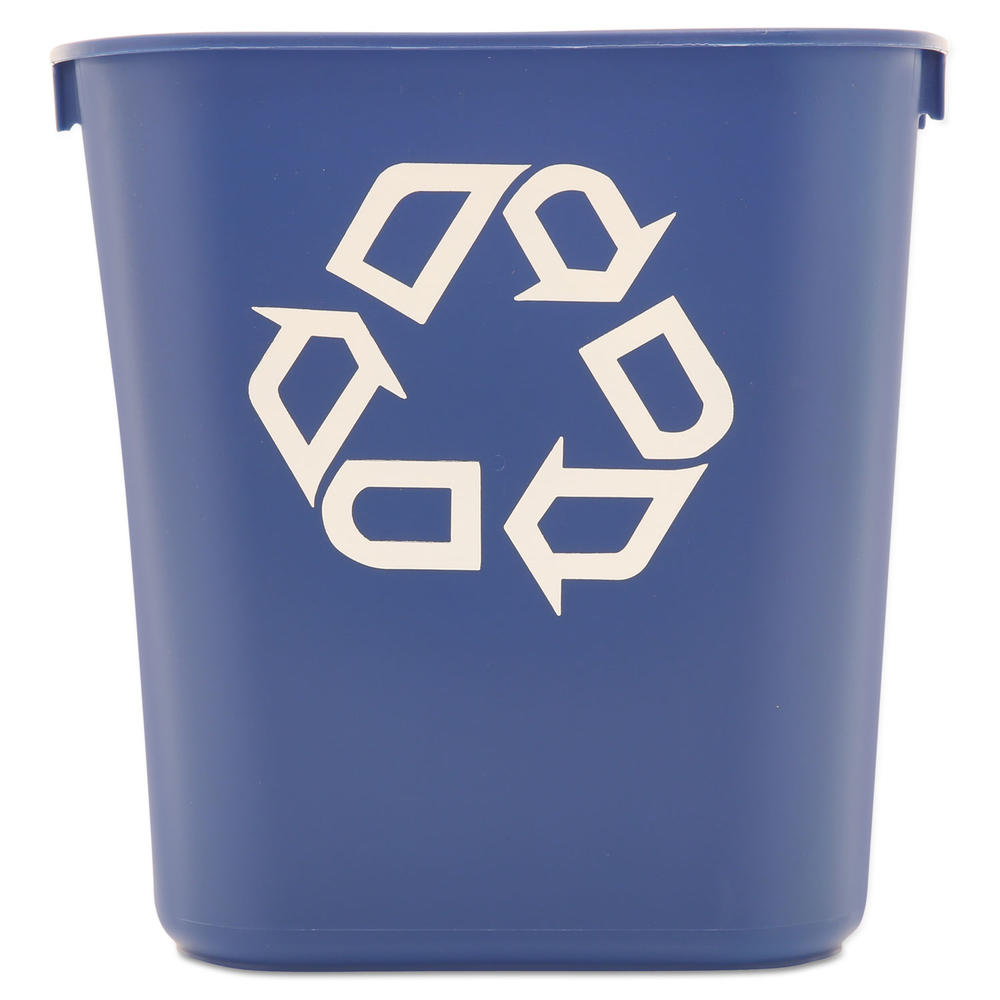 Rubbermaid RCP295573BE Commercial Small Deskside Recycling Container, Rectangular, Plastic, 13.625qt, Blue