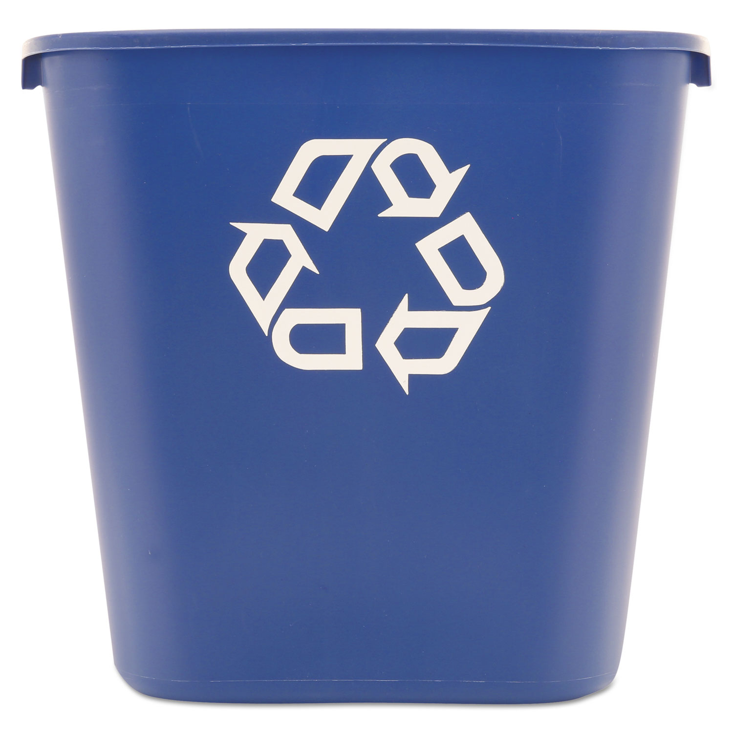 Rubbermaid RCP295673BE Commercial Medium Deskside Recycling Container, Rectangular, Plastic, 28.125qt, Blue