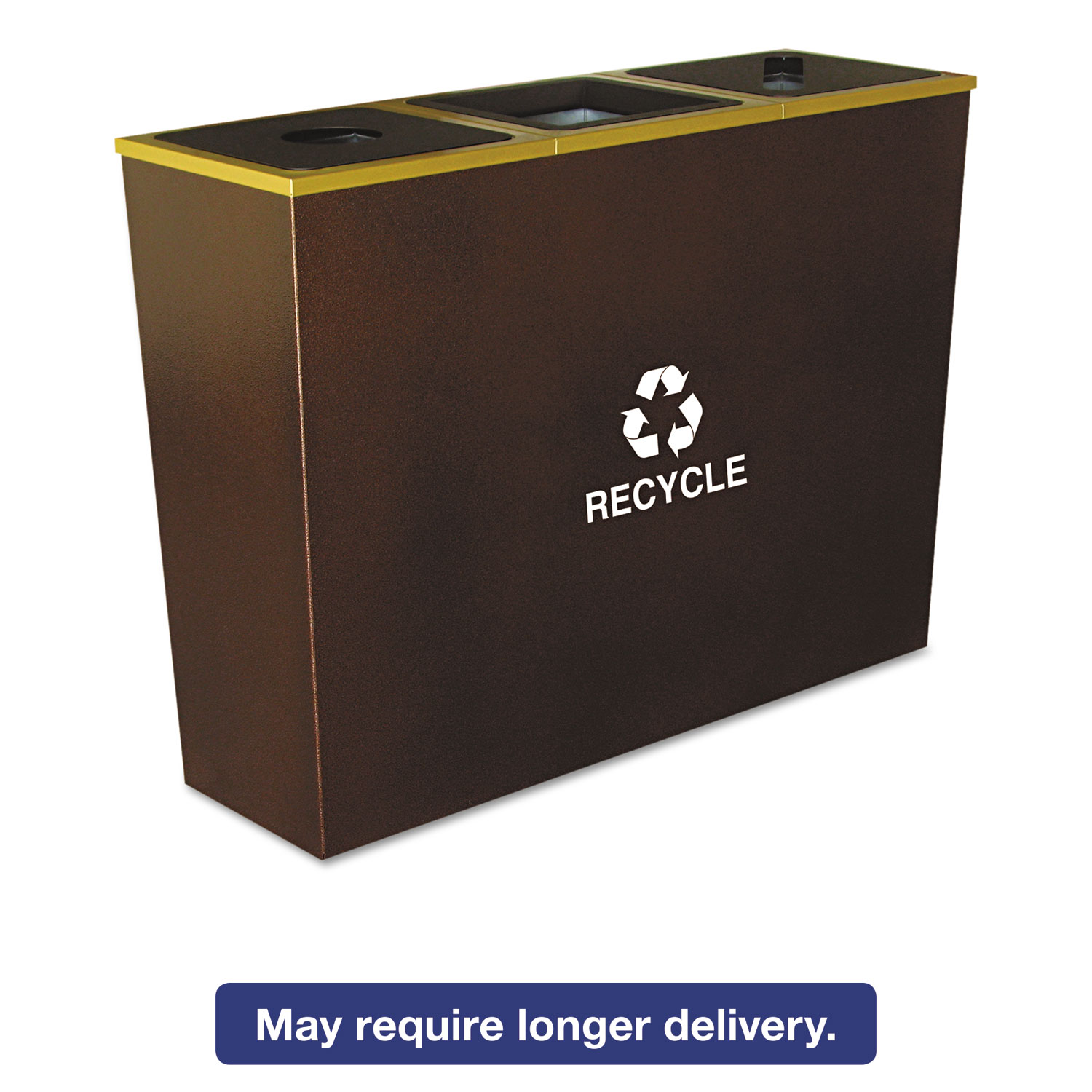 Ex-Cell EXCRCMTR3HCP Metro Collection Recycling Receptacle, Triple Stream, Steel, 54gal, Brown