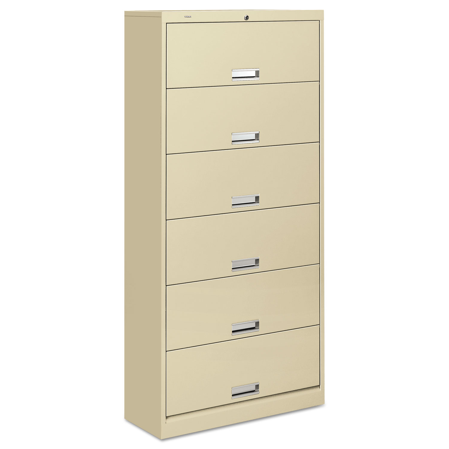 HON  600 Series Six-Shelf Steel Receding Door File, 36w x 16-3/4d x 75-7/8h, Putty