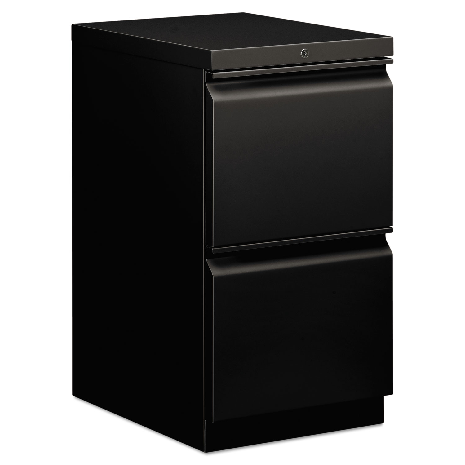HON Efficiencies Mobile Pedestal File w/Two File Drawers, 19-7/8d, Black