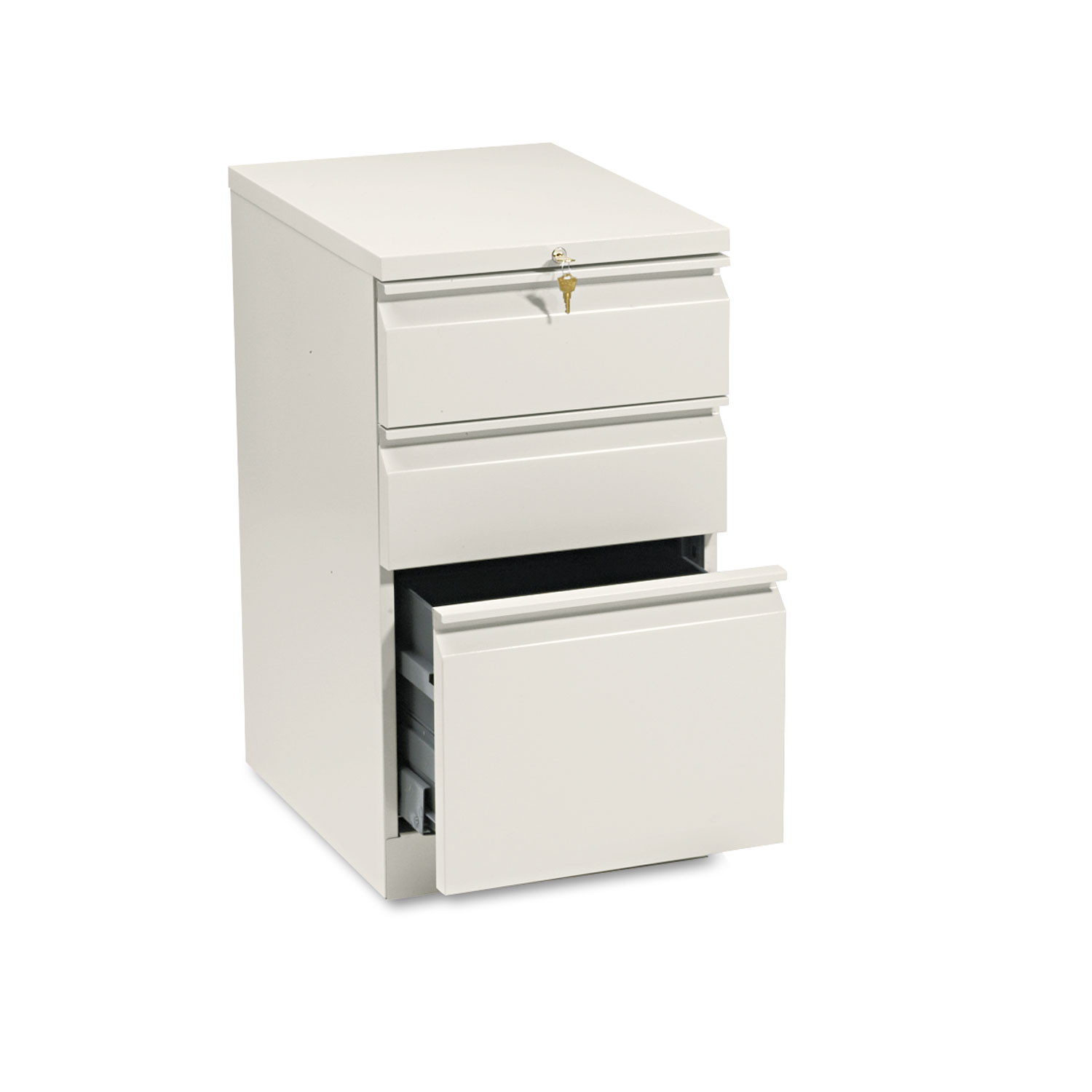 HON Efficiencies Mobile Pedestal File with One File/Two Box Drawers, 19-7/8d, Putty