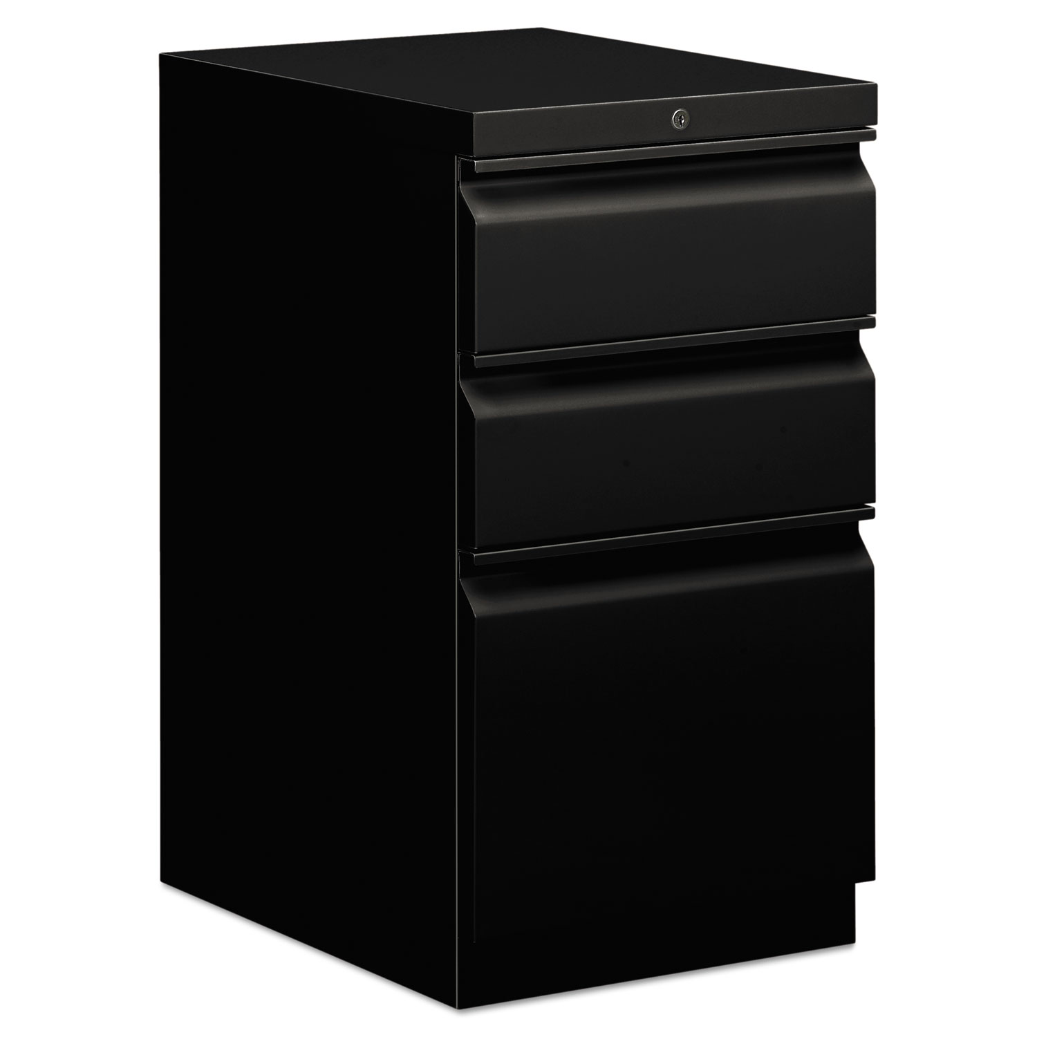 HON Efficiencies Mobile Pedestal File with One File/Two Box Drawers, 19-7/8d, Black