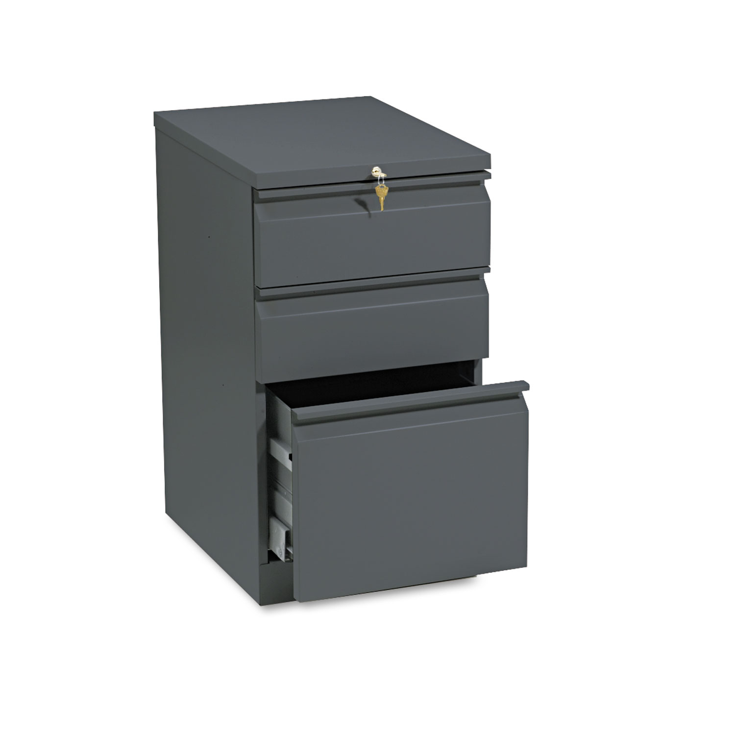 HON Efficiencies Mobile Pedestal File w/One File/Two Box Drawers, 19-7/8d, Charcoal