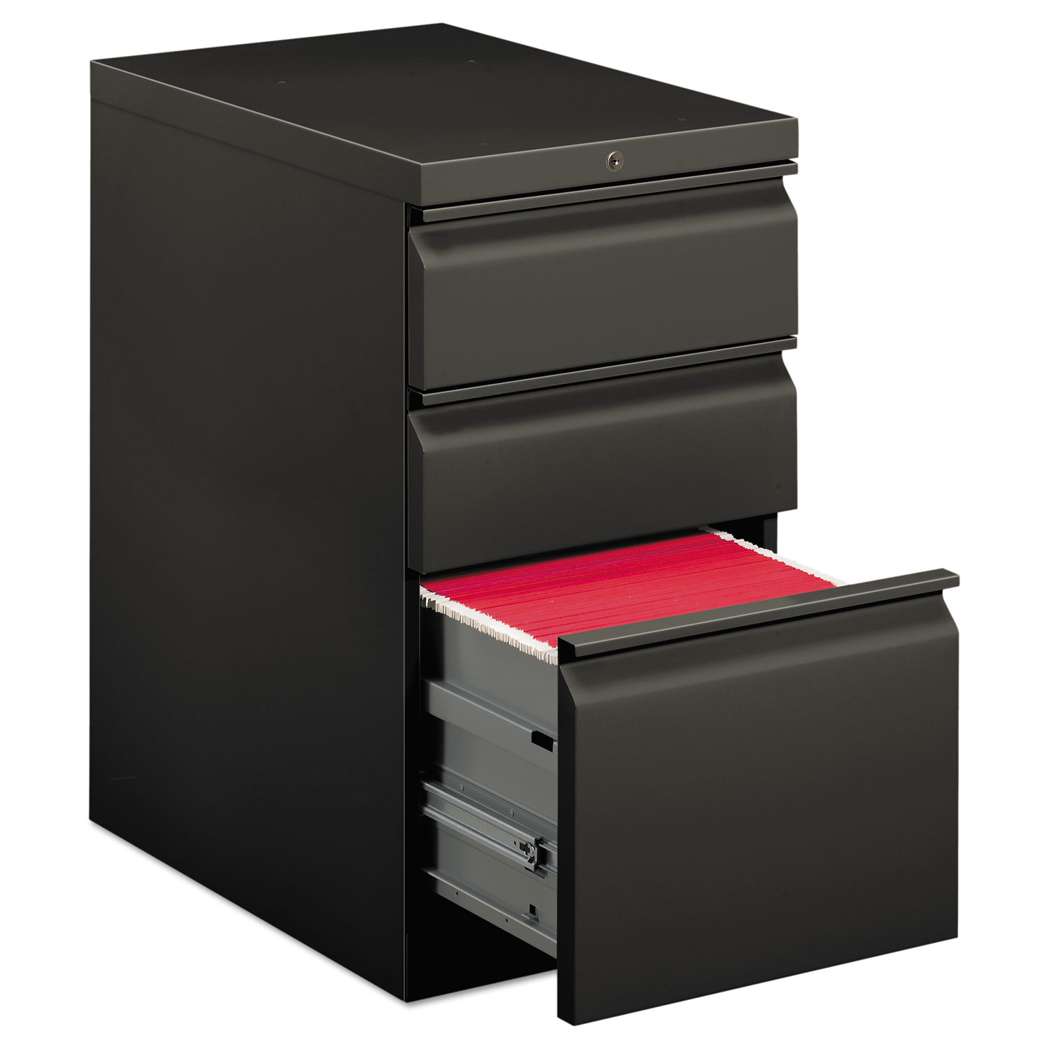 HON Efficiencies Mobile Pedestal File w/One File/Two Box Drawers, 22-7/8d, Charcoal