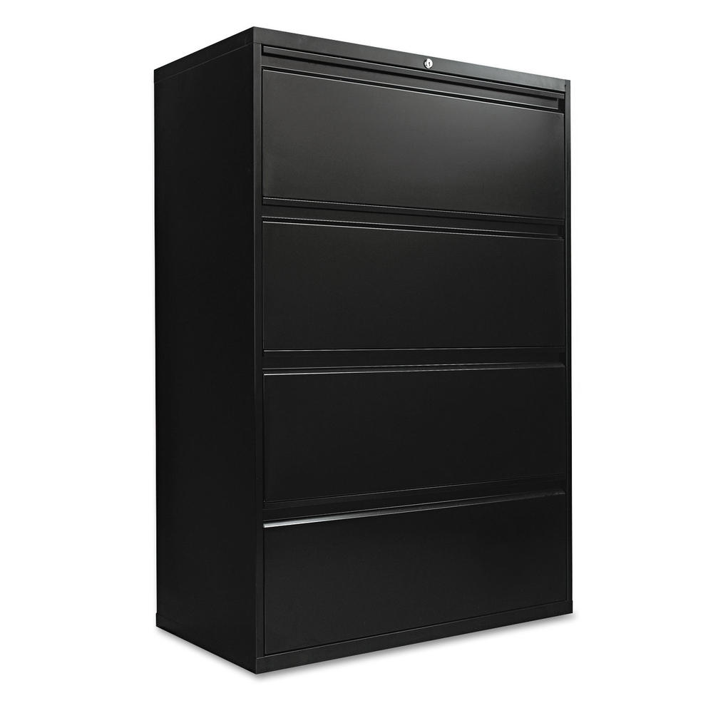 Alera Four-Drawer Lateral File Cabinet, 36w x 19-1/4d x 53-1/4h, Black