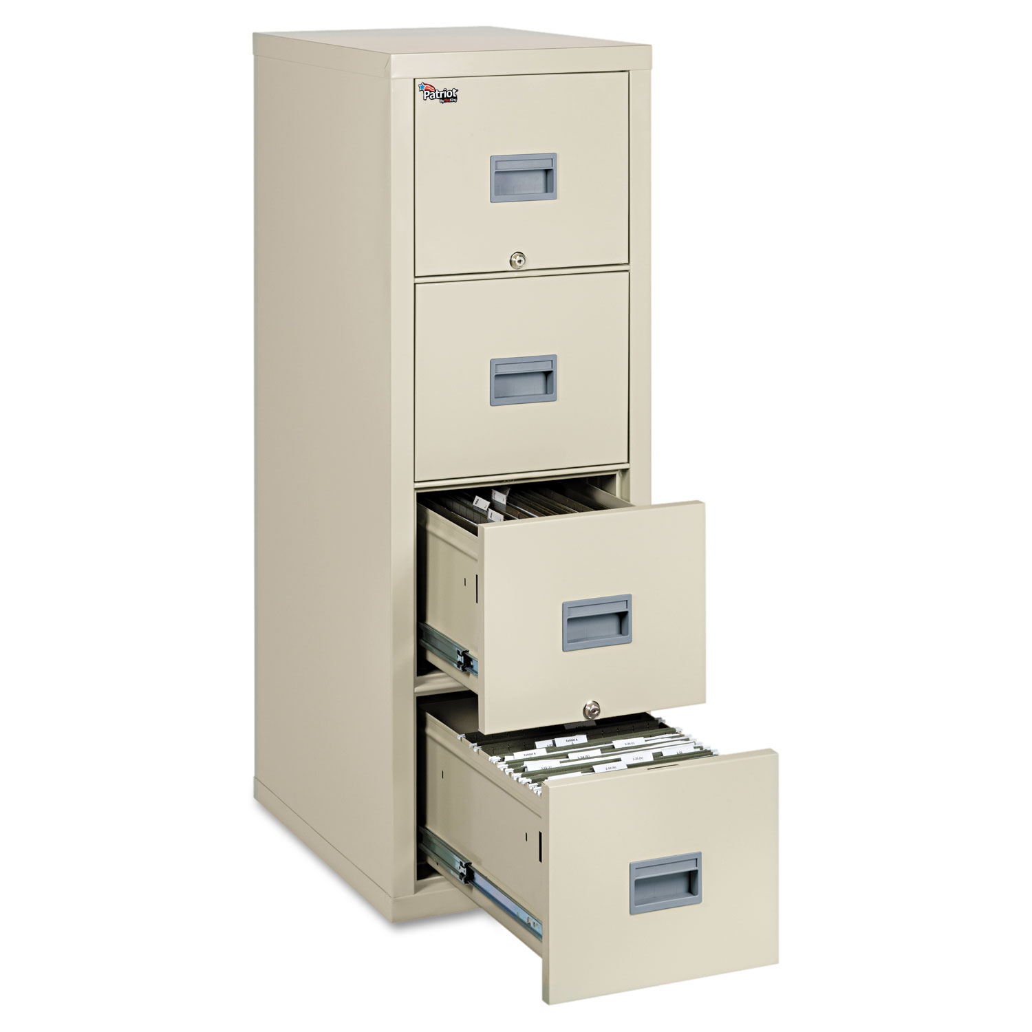FireKing Patriot Insulated Four-Drawer Fire File, 17-3/4w x 25d x 52-3/4h, Parchment