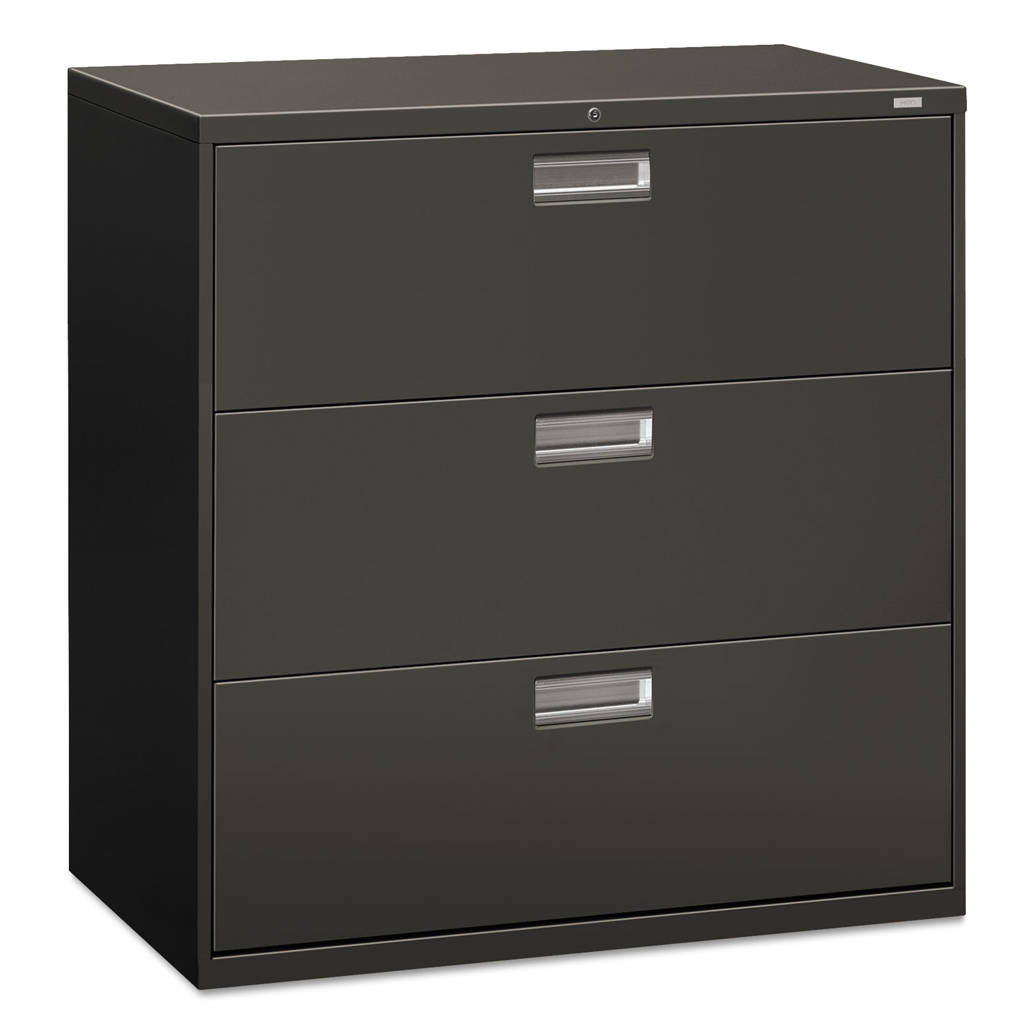 HON 600 Series Three-Drawer Lateral File, 42w x 19-1/4d, Charcoal