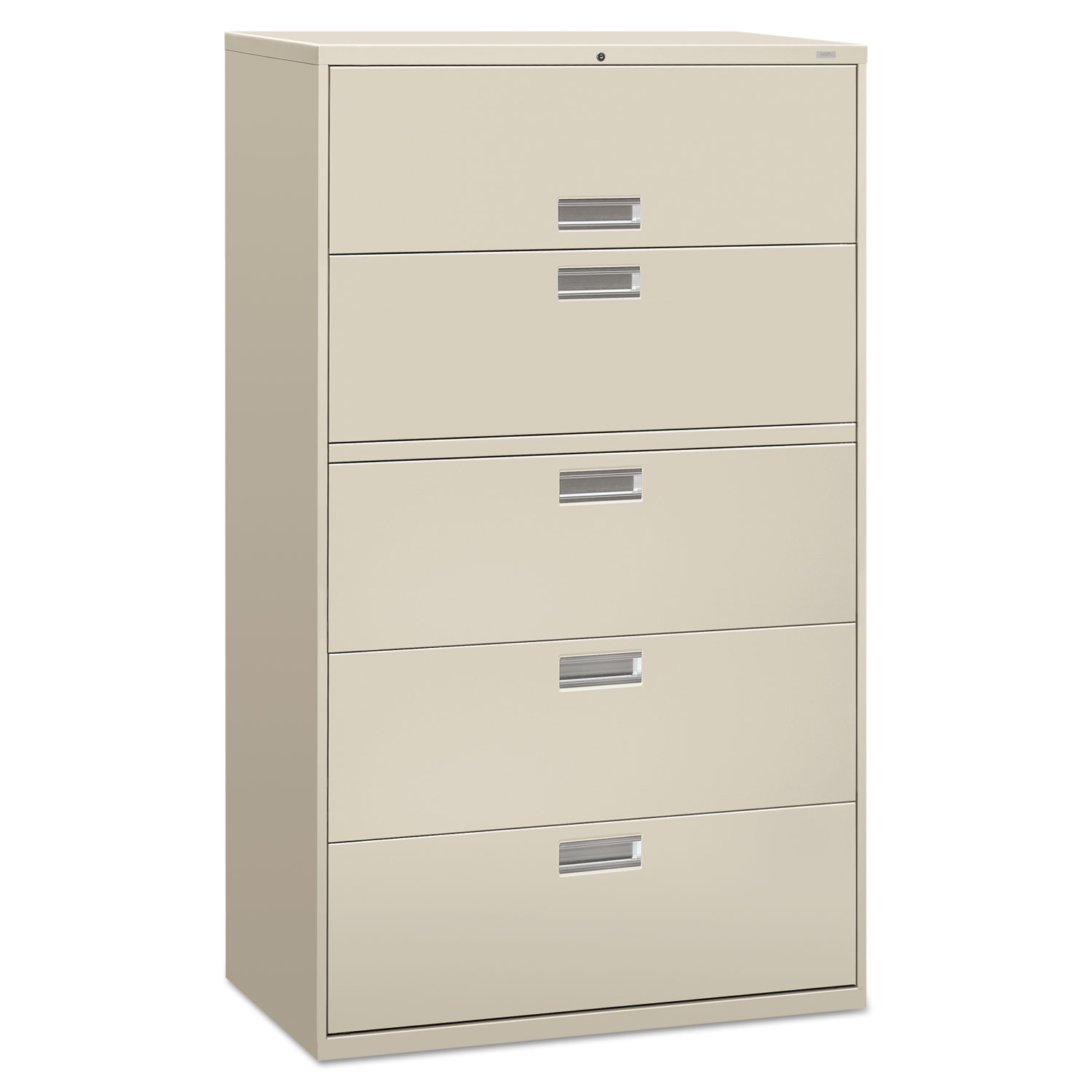 HON 600 Series Five-Drawer Lateral File, 42w x 19-1/4d, Light Gray