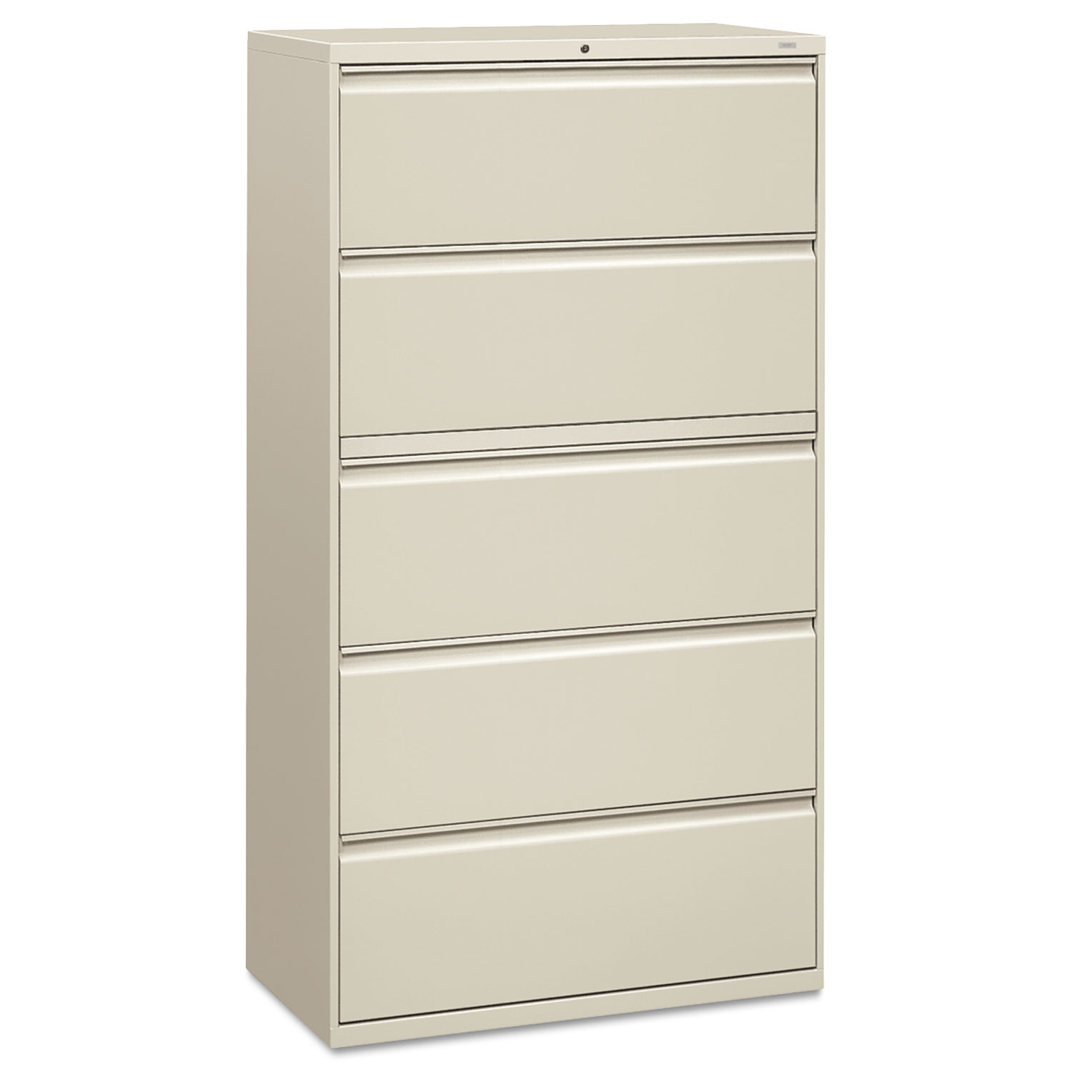 HON 800 Series Five-Drawer Lateral File, Roll-Out/Posting Shelves, 36 x 67, Lt Gray