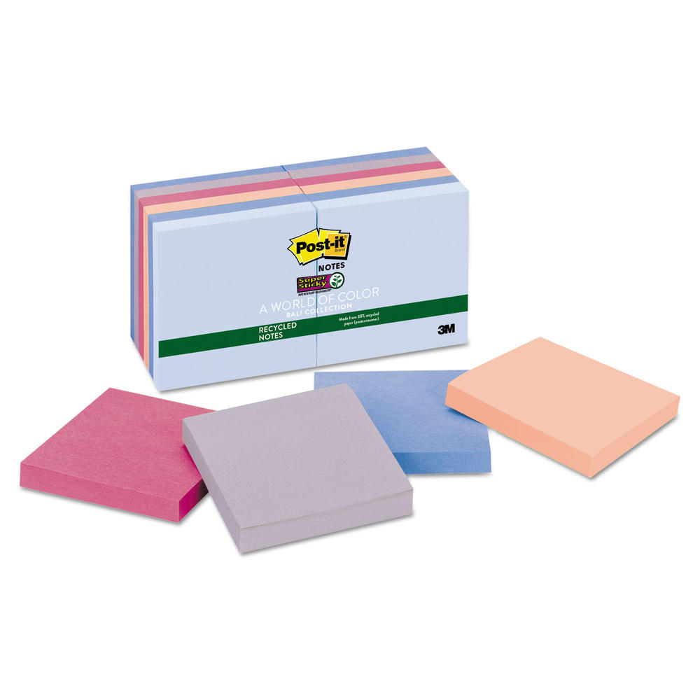 Post-it MMM65412SSNRP Notes Super Sticky Recycled Notes in Bali Colors ...
