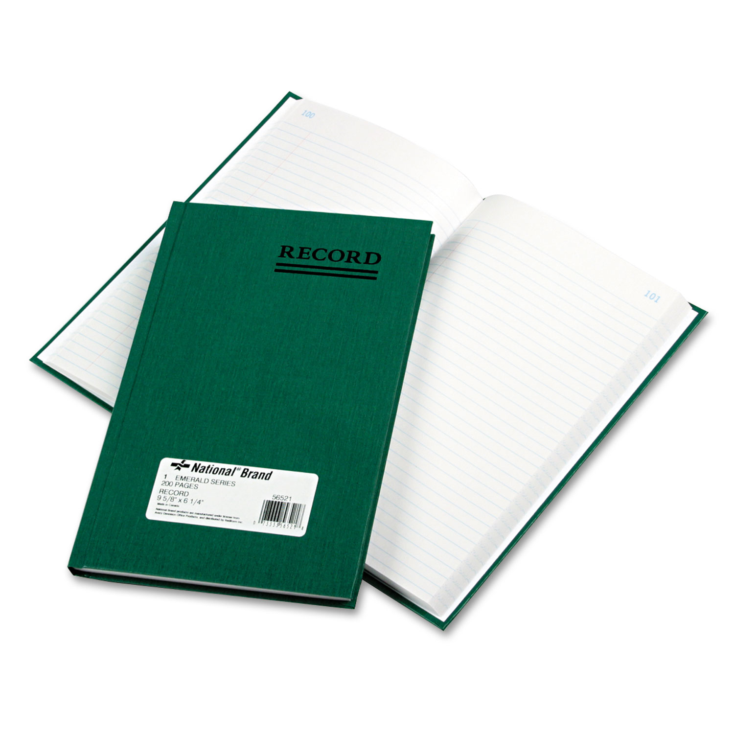 National Brand RED56521 Emerald Series Account Book, Green Cover, 200 Pages, 9 5/8 x 6 1/4