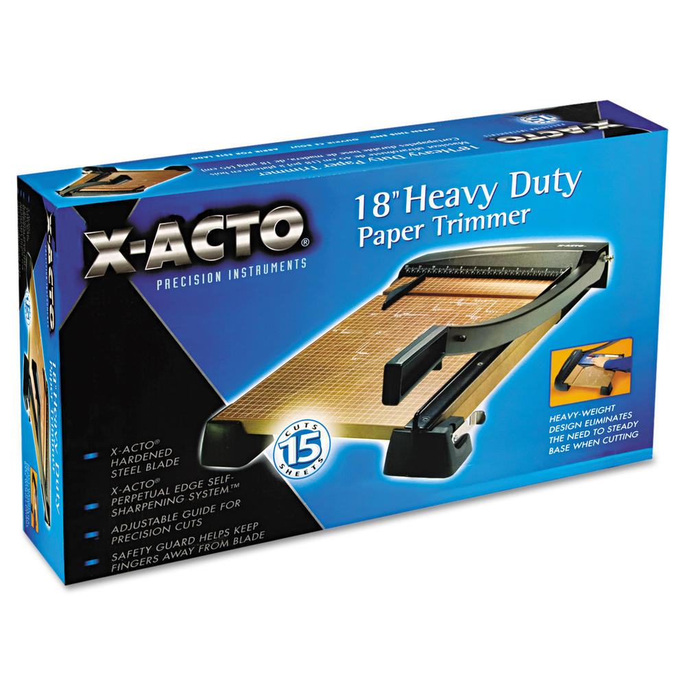 X-Acto EPI26358 Heavy-Duty Wood Base Guillotine Trimmer, 15 Sheets, 12" x 18"