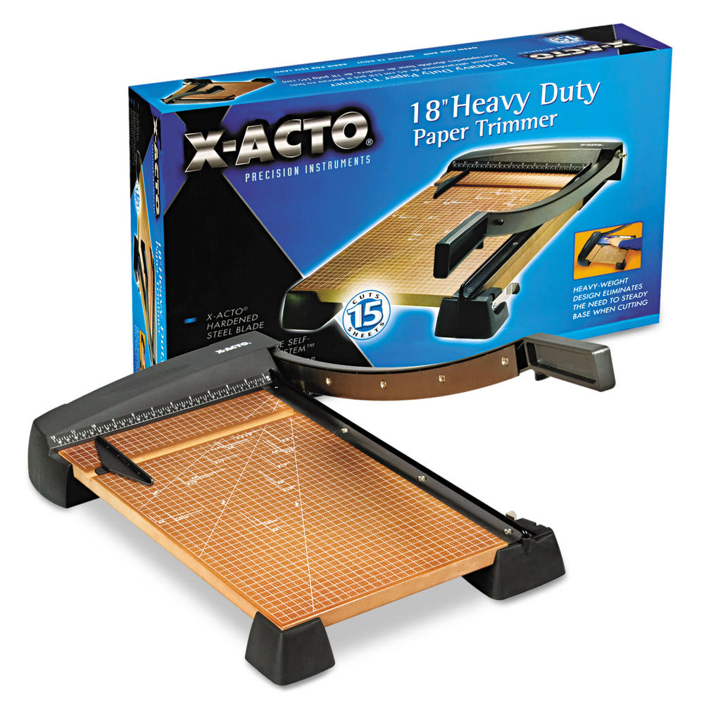 X-Acto EPI26358 Heavy-Duty Wood Base Guillotine Trimmer, 15 Sheets, 12" x 18"