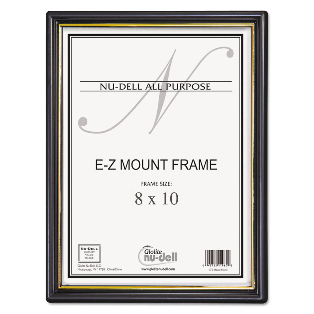 NUDELL EZ Mount Document Frame/Accent, Plastic, 8 x 10, Black/Gold