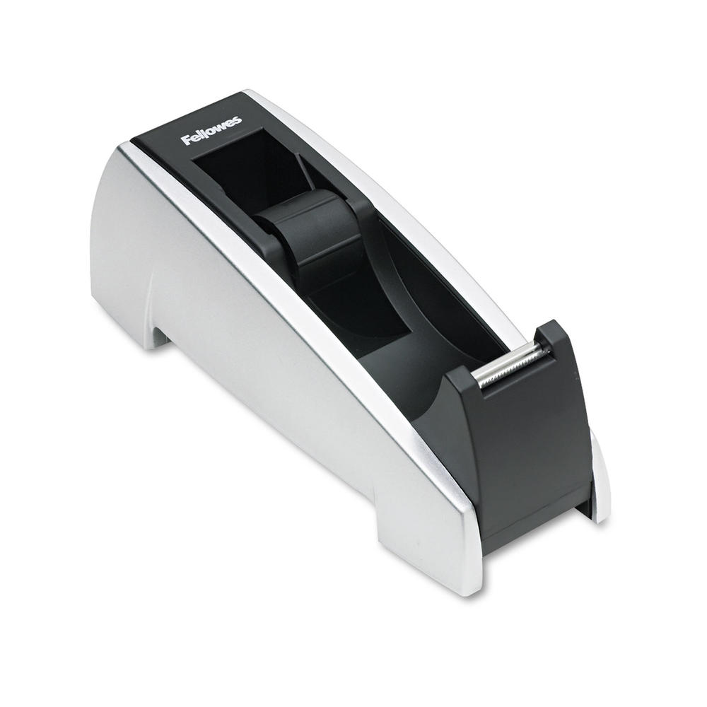 Fellowes FEL8032701 Office Suites Desktop Tape Dispenser, 1" Core, Plastic, Heavy Base, Black/Silver