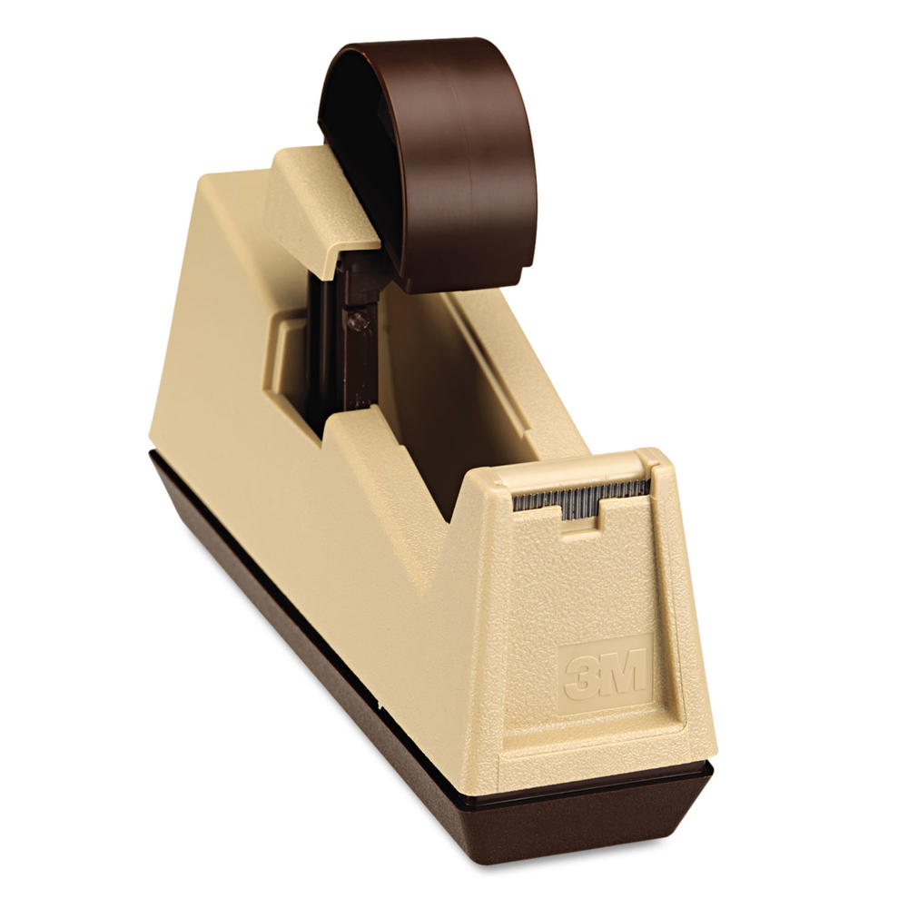 Scotch MMMC25 HeavyDuty Weighted Desktop Tape Dispenser, 3" Core, Plastic, Putty/Brown