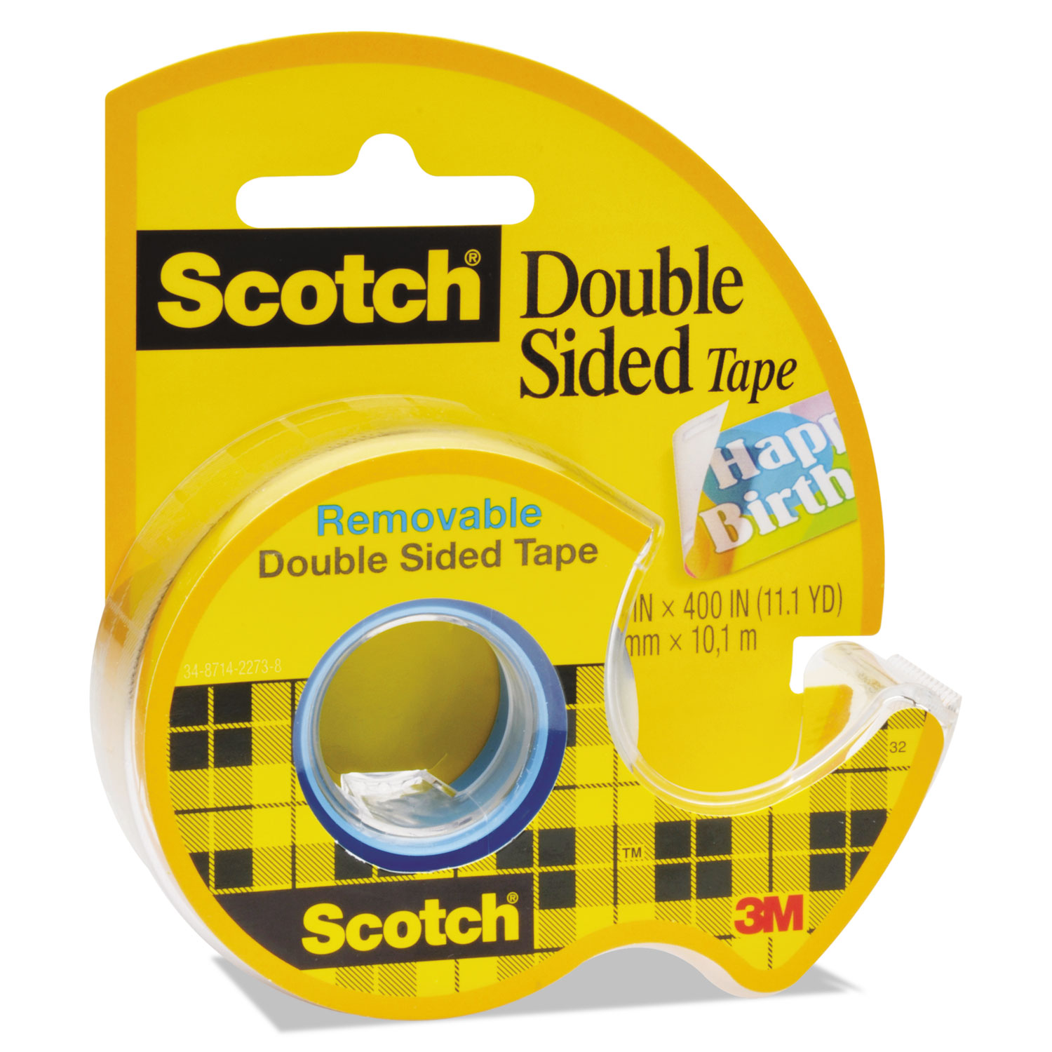Scotch MMM667 667 Double-Sided Removable Tape and Dispenser, 3/4" x 400", Clear