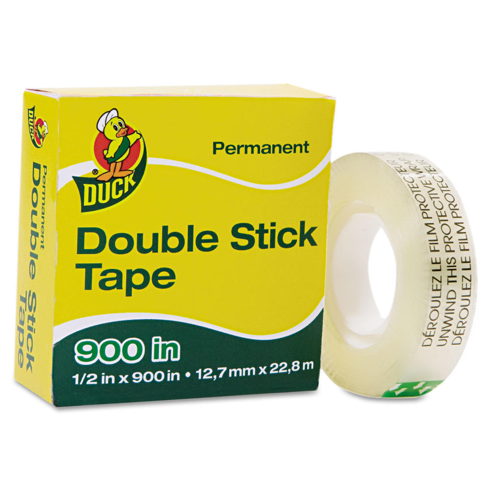 Duck DUC1081698 Permanent Double-Stick Tape, 1/2" x 900", 1" Core, Clear