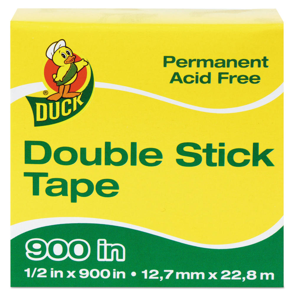 Duck DUC1081698 Permanent Double-Stick Tape, 1/2" x 900", 1" Core, Clear