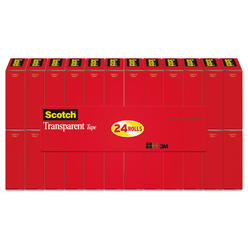 Scotch 3M 600K24 Transparent Glossy Tape  3/4'' x 1000''  1'' Core  Clear  24/Pack