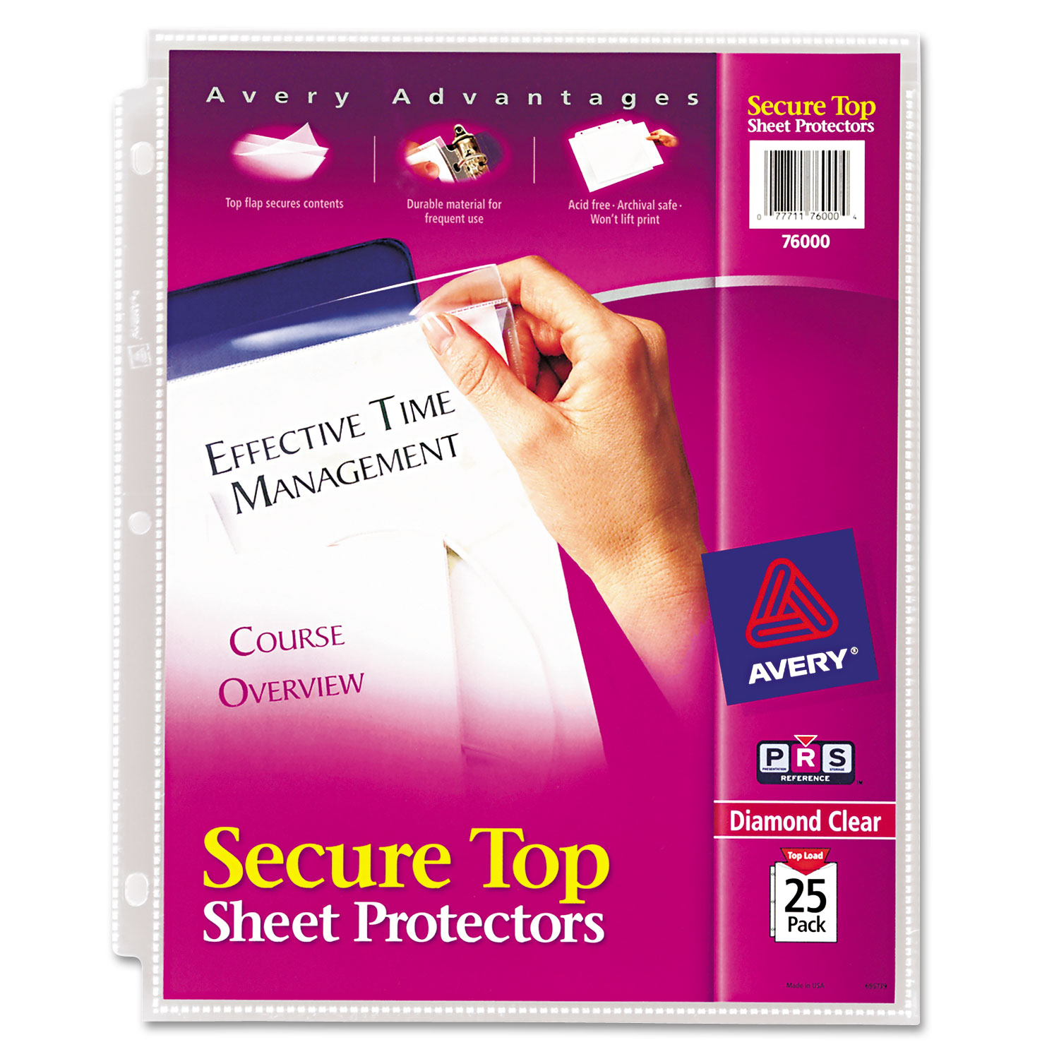 Avery AVE76000 Secure Top Sheet Protectors, Super Heavy Gauge, Letter, Diamond Clear, 25/Pack