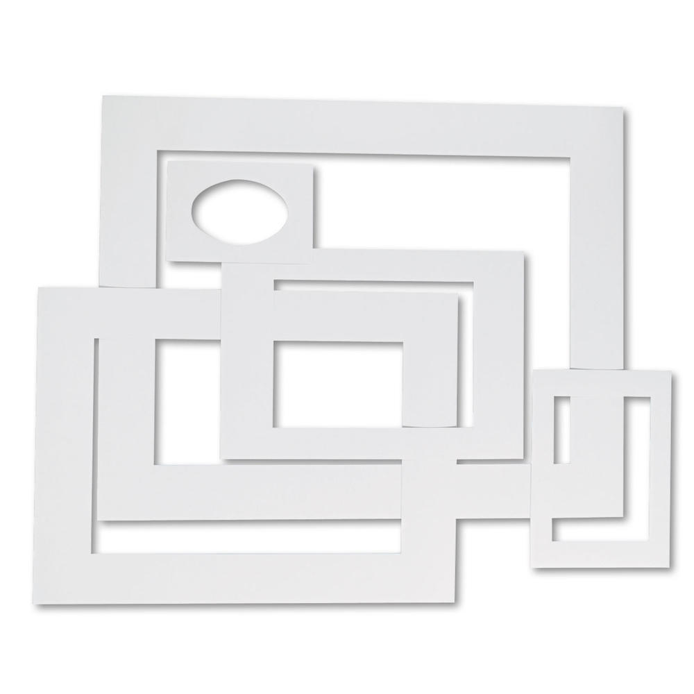Pacon PAC72500 Pre-Cut Mat Frames for Photo/Art, 12 Mats/ 5 Asst Sizes, 60/Pack, White