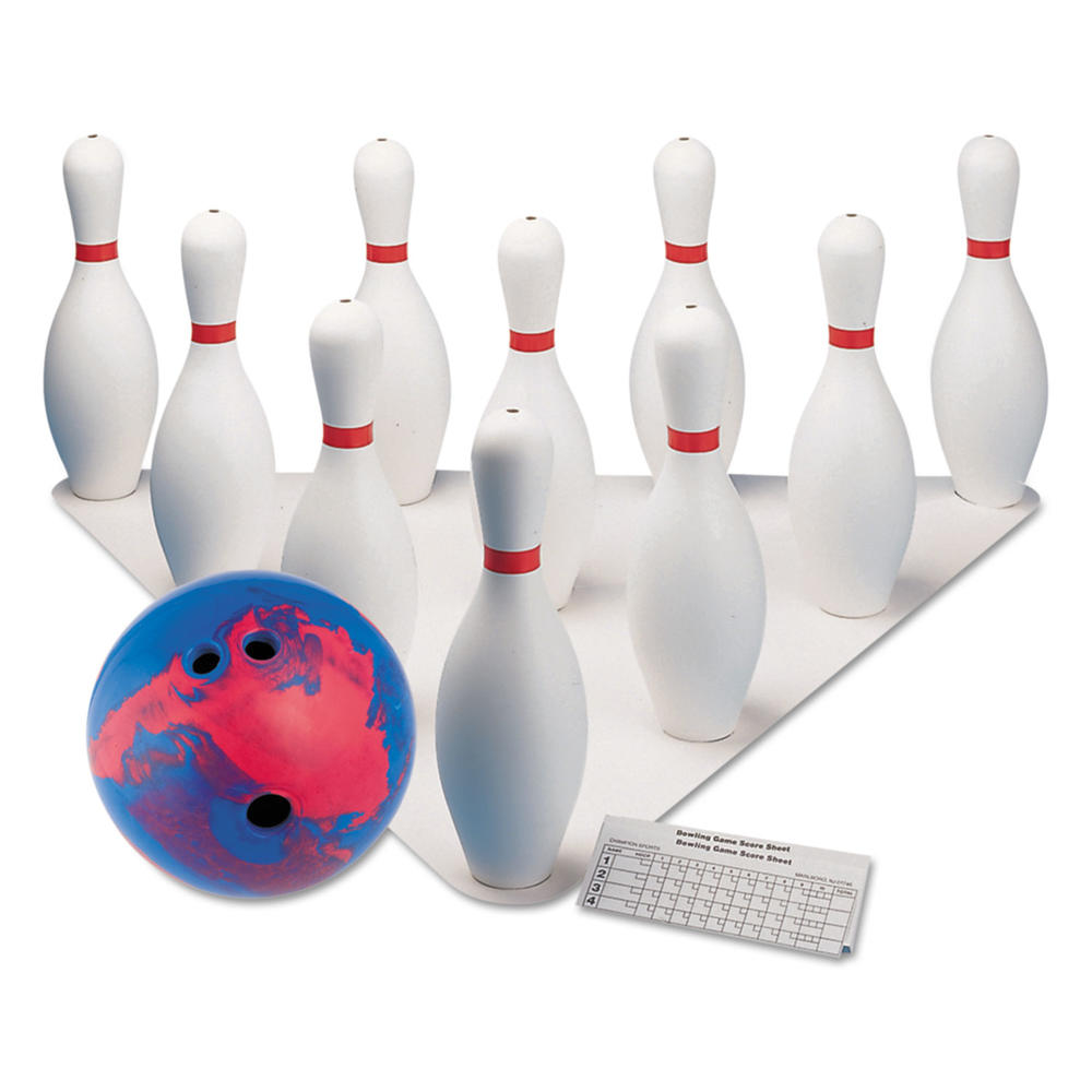 Champion Sports CSIBPSET Bowling Set, Plastic/Rubber, White, 1 Ball/10 Pins/Set