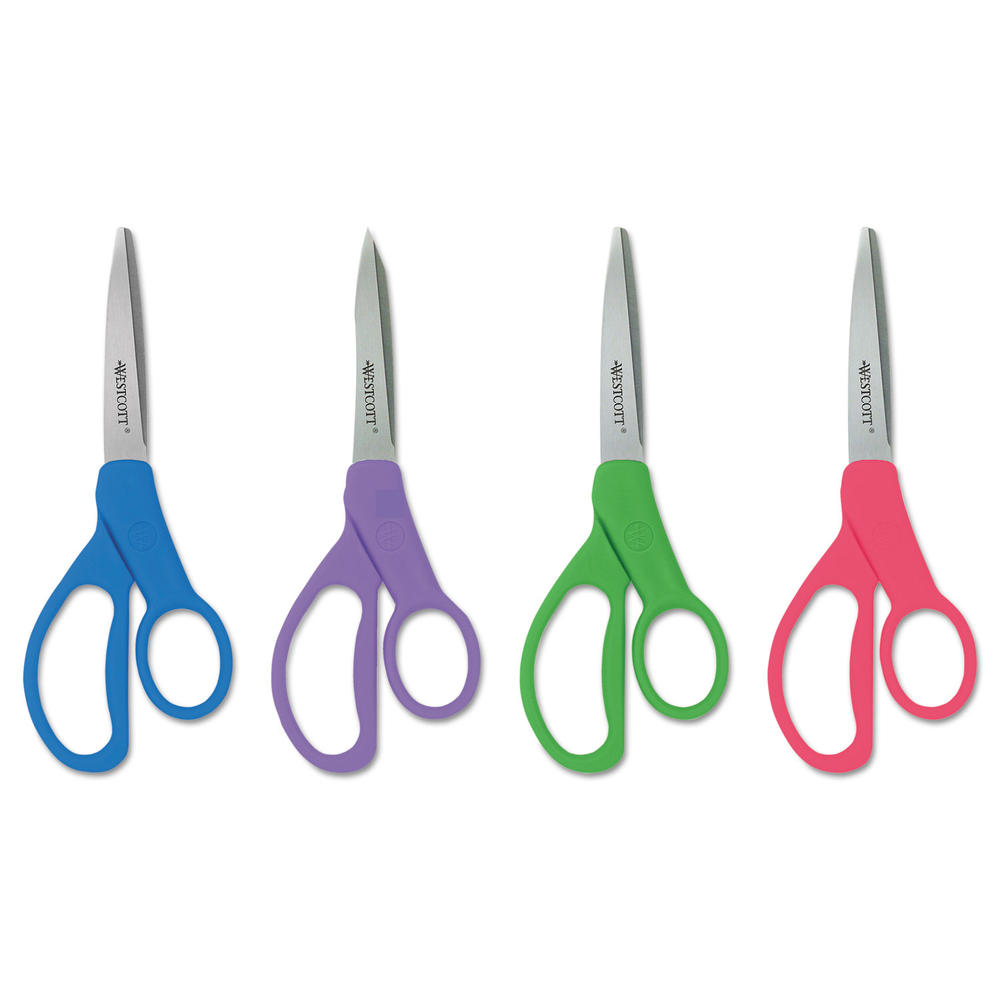 Westcott ACM14231 Student Scissors With Antimicrobial Protection, Assorted Colors, 7" Long