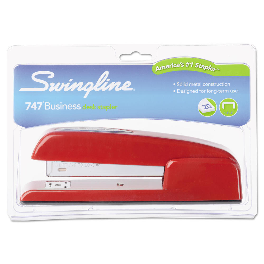 Swingline SWI74736 747 Business Full Strip Desk Stapler, 25-Sheet Capacity, Rio Red