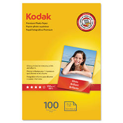 Kodak Premium Photo Paper for inkjet printers, Gloss Finish, 8.5 mil thickness, 100 sheets, 4" x 6" (1034388)
