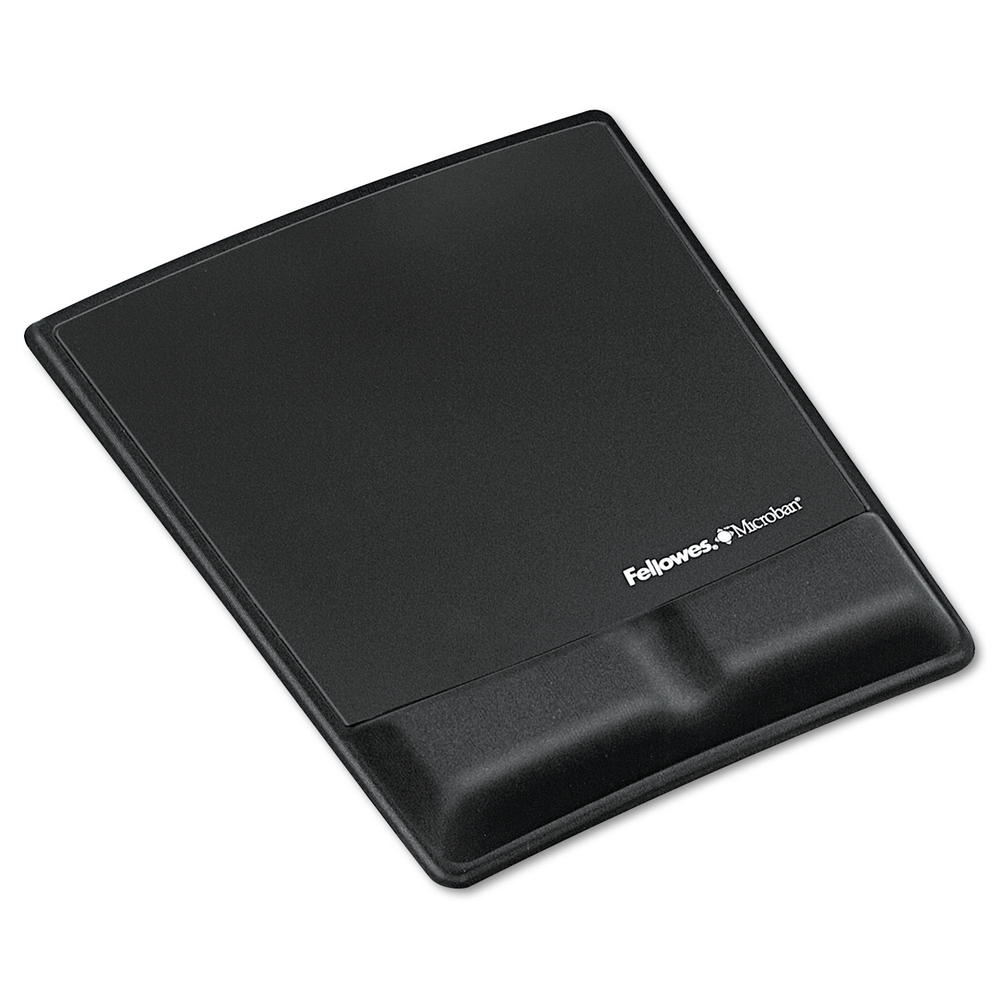 Fellowes FEL9181201 Memory Foam Wrist Support w/Attached Mouse Pad, Black