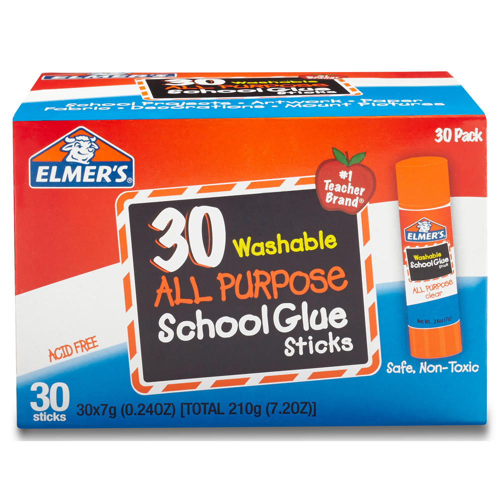 Elmers/X-Acto EPIE556 Washable School Glue Sticks, 30/Box