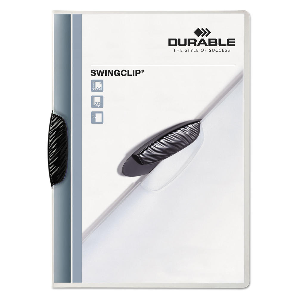 Durable DBL226401 Swingclip Polypropylene Report Cover, Letter Size, Clear/Black Clip, 5/Pack