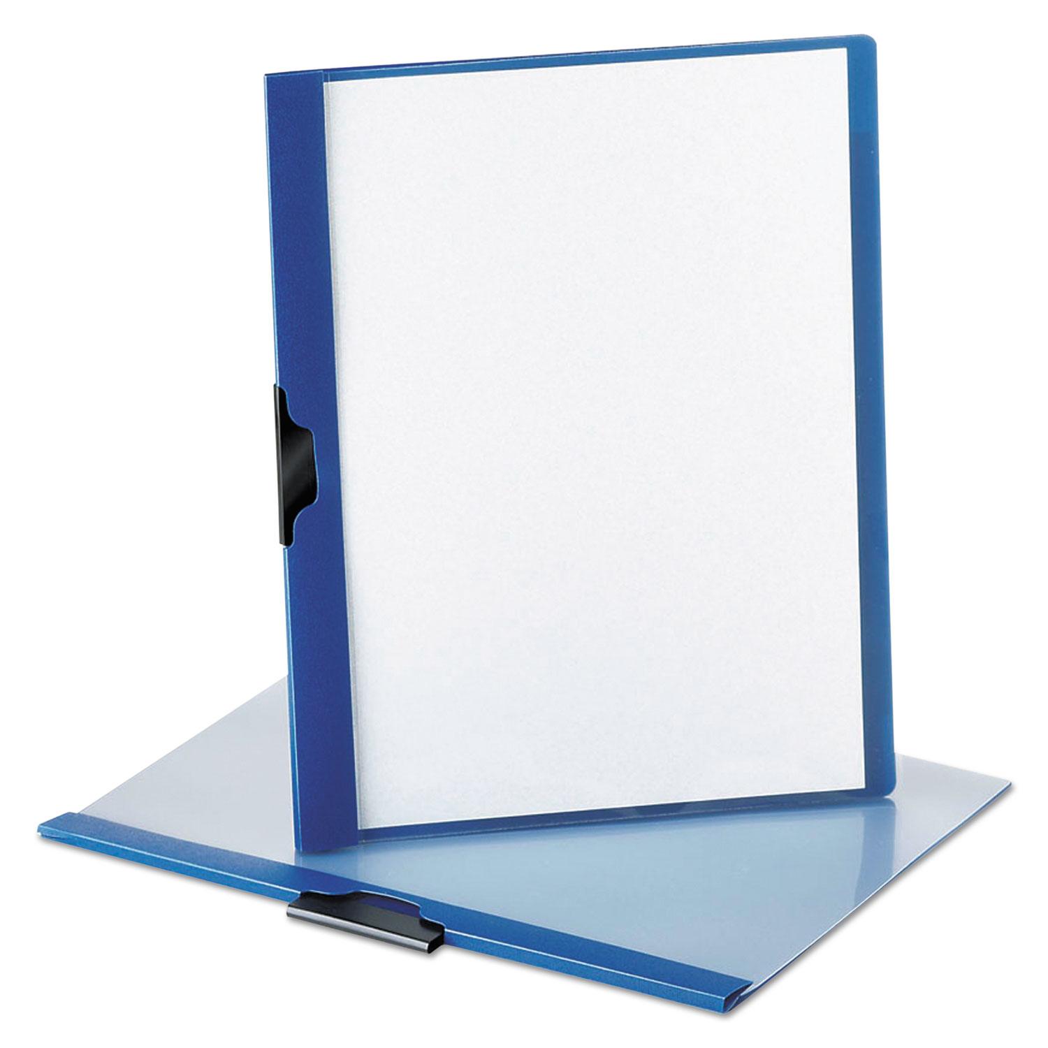 Oxford OXF52002 No-Punch Report Cover, Letter, Clip Holds 30 Pages, Clear/Blue