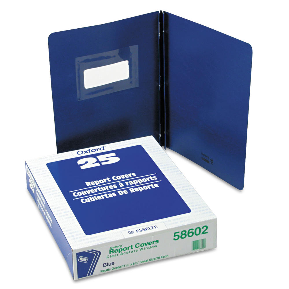Oxford OXF58602 Report Cover, Title Window, 3 Fasteners, Letter, Royal Blue, 25/Box
