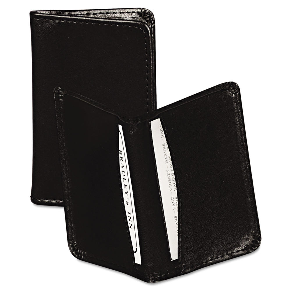Samsill SAM81220 Regal Leather Business Card Wallet, 25 Card Cap, 2 x 3 1/2 Cards, Black